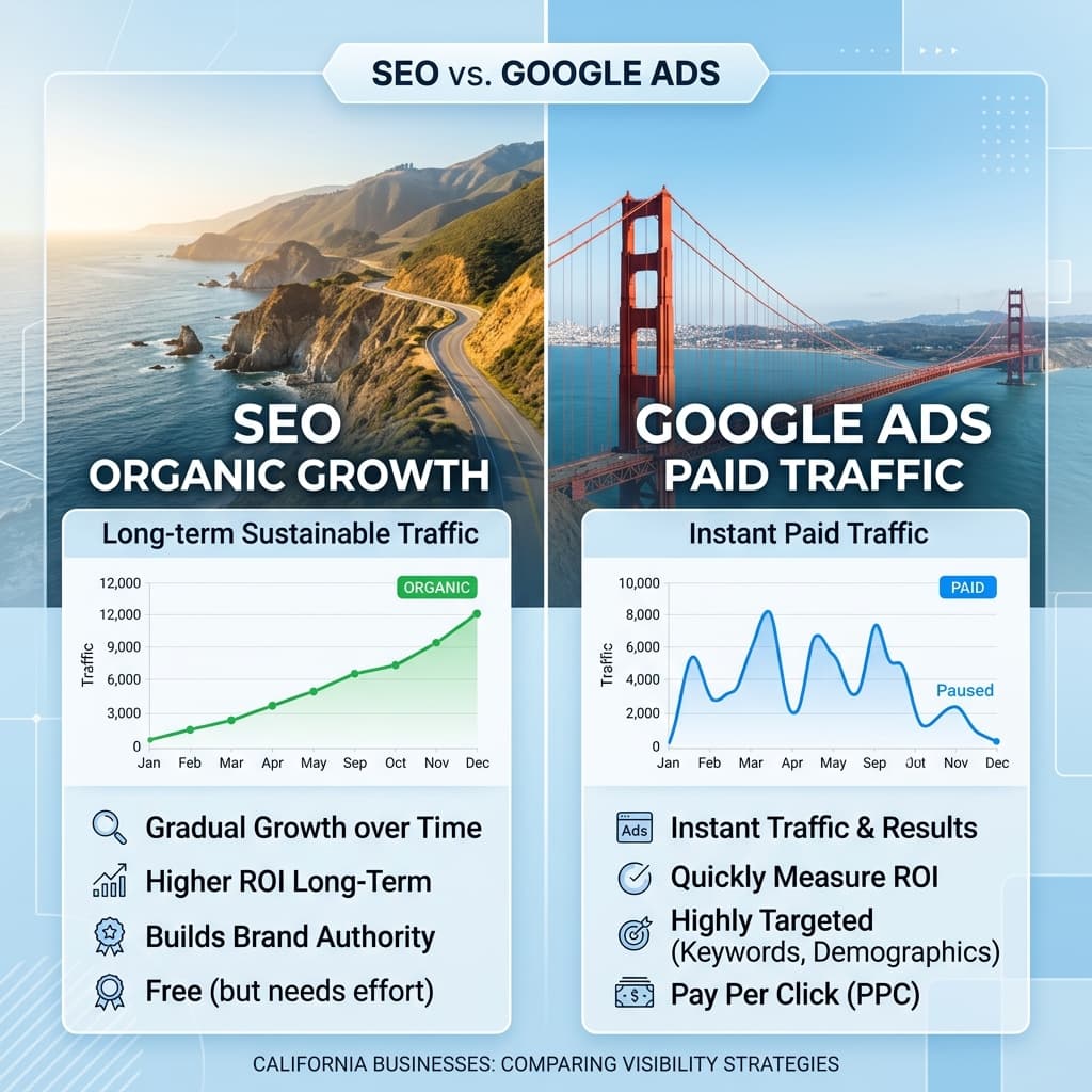 SEO vs Google Ads California: Which Strategy Wins 2026